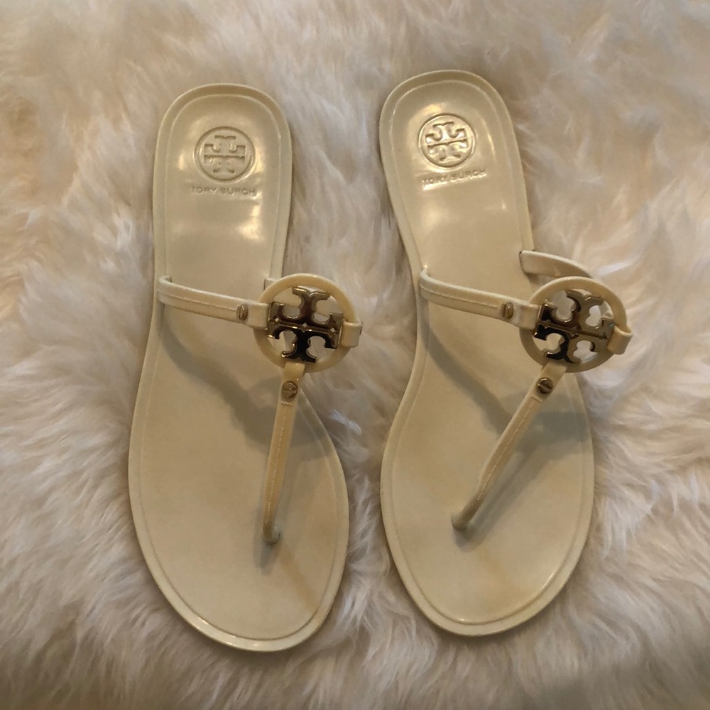White Tory Burch Jelly Thong Sandals